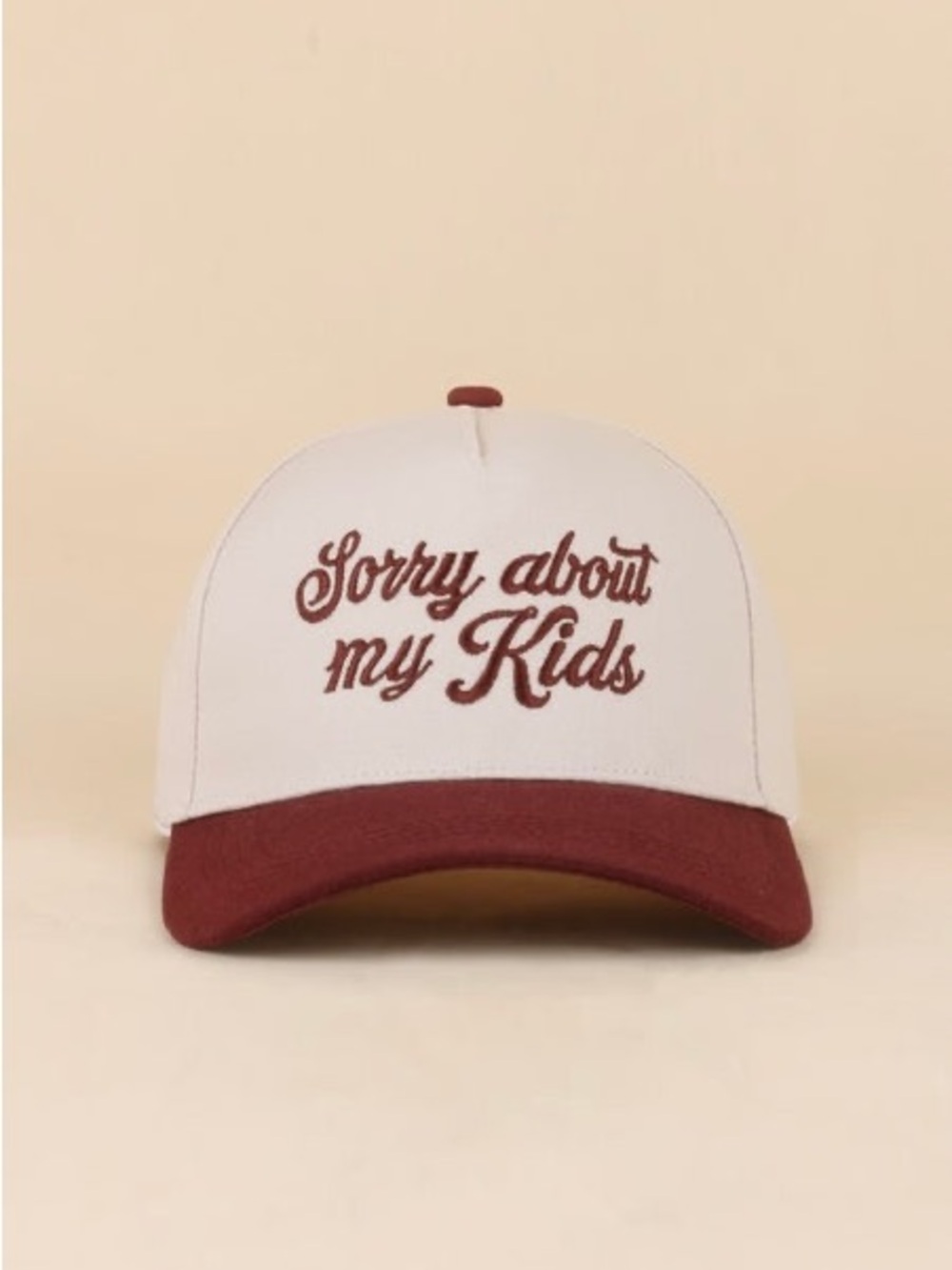 NWT “Sorry About My Kids” Maroon & Cream Hat